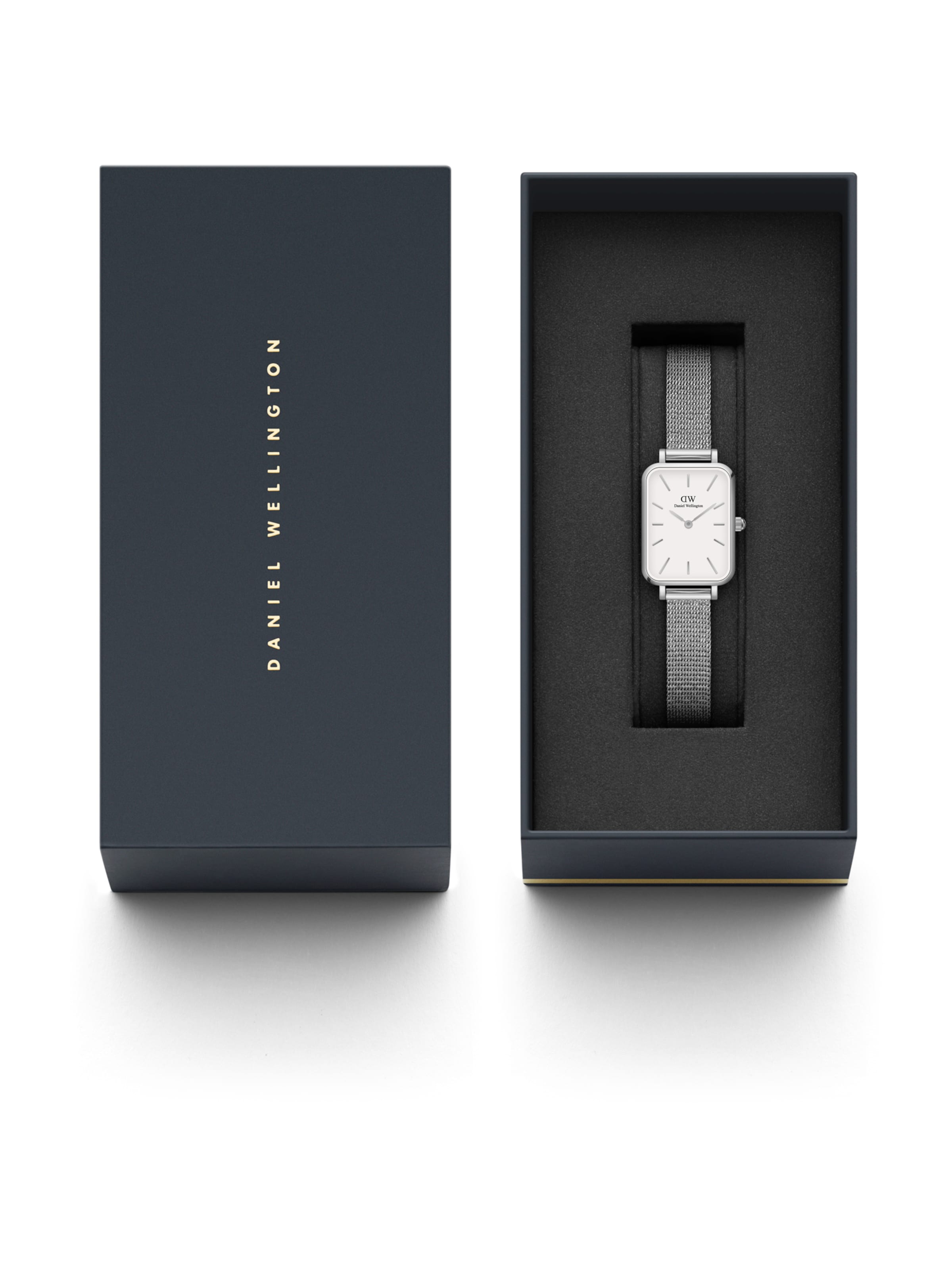 Daniel Wellington Analog watch 'Quadro Pressed Sterling S White' in Silver