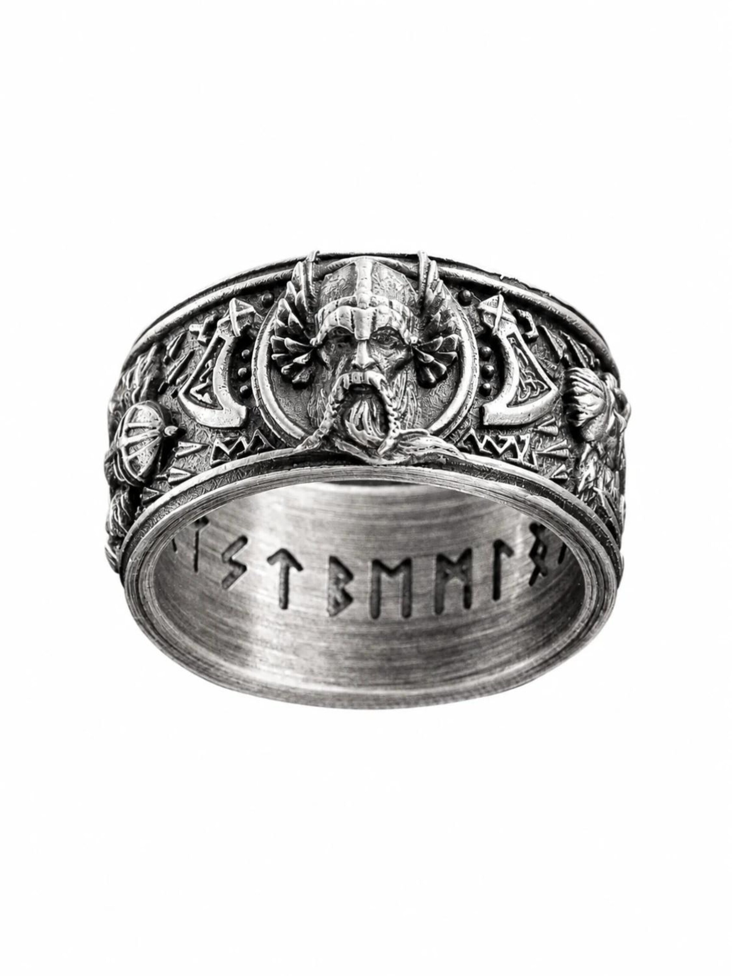 REYTEL Ring 'VIKINGENES FORFEDRE' i silver: framsida
