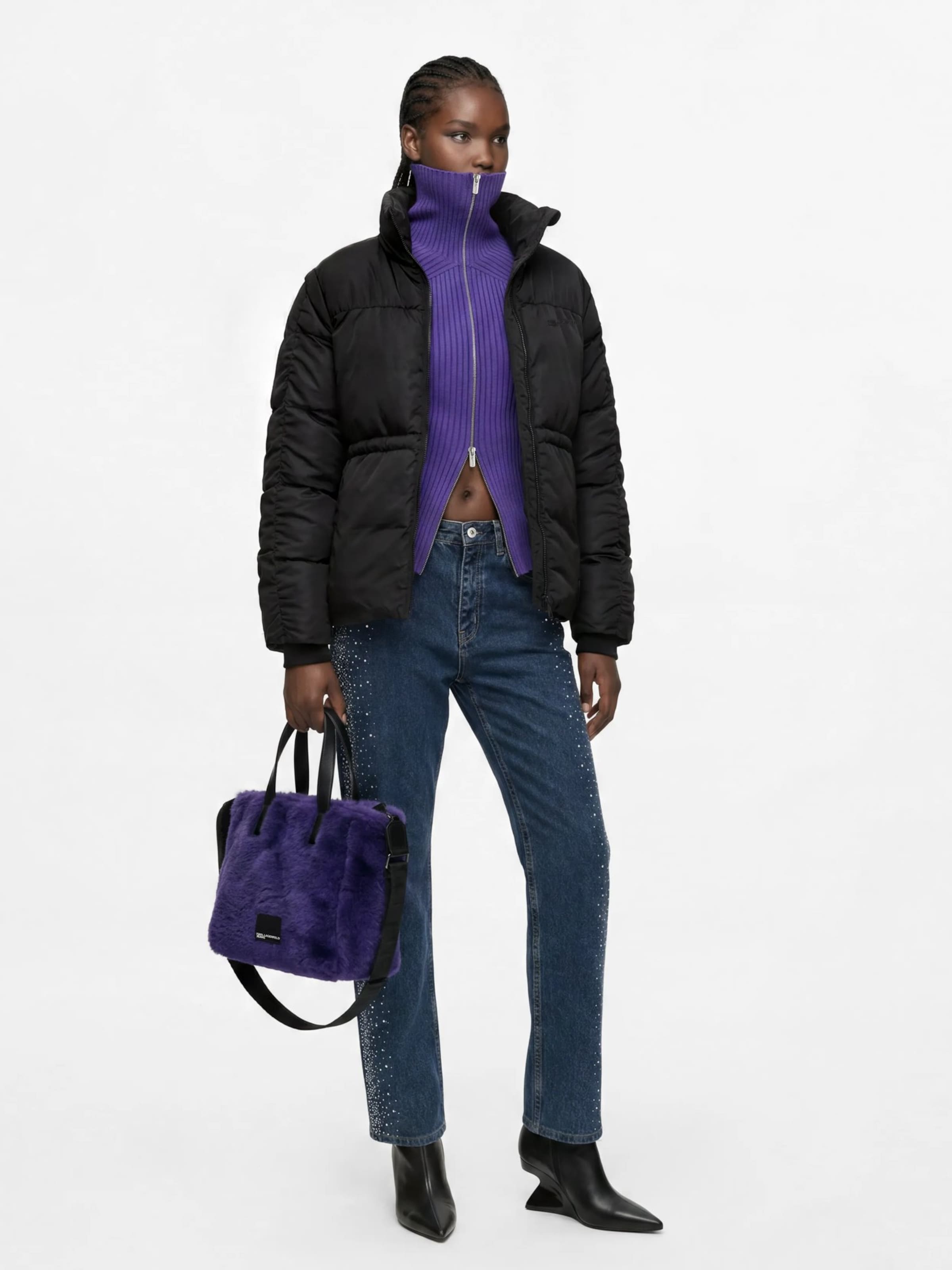 KARL LAGERFELD JEANS Shoulder Bag in Purple: front