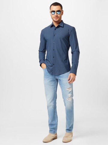 BOSS Black Regular fit Button Up Shirt 'Roan' in Blue