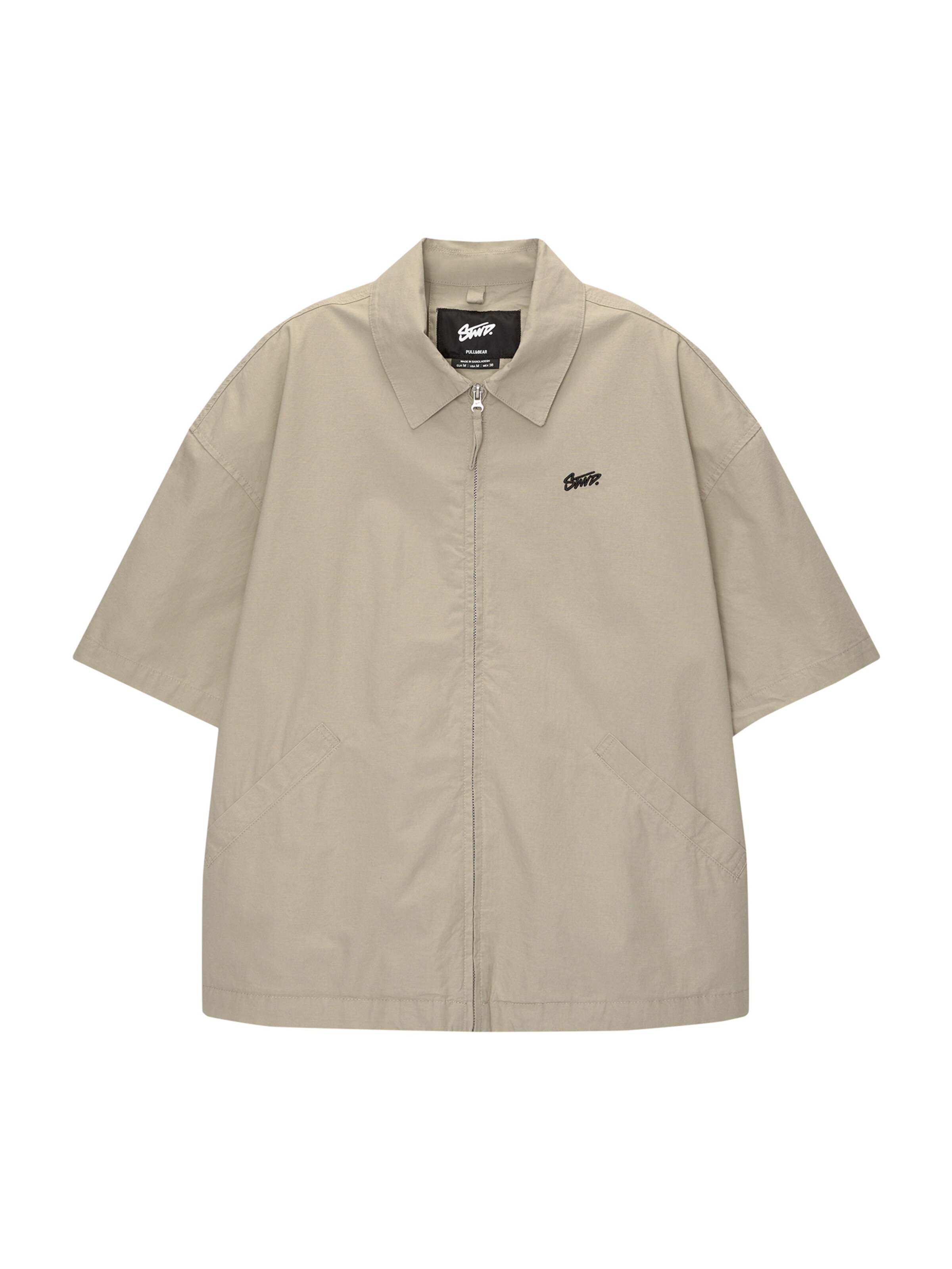 Pull&Bear Comfort Fit Hemd in Beige: Vorderseite