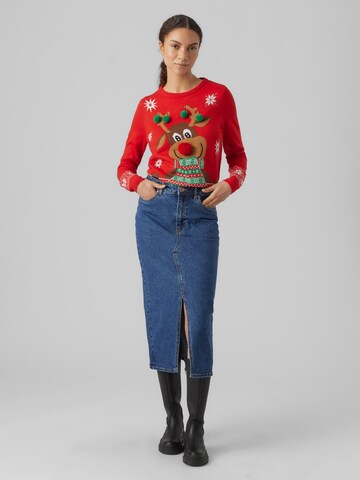 VERO MODA Pullover 'VMFrosty Deer' in Rot