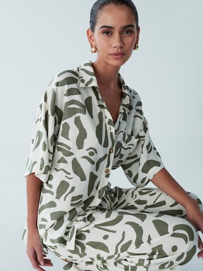 St MRLO Chemisier 'KADY' en beige / vert foncé, Vue avec produit