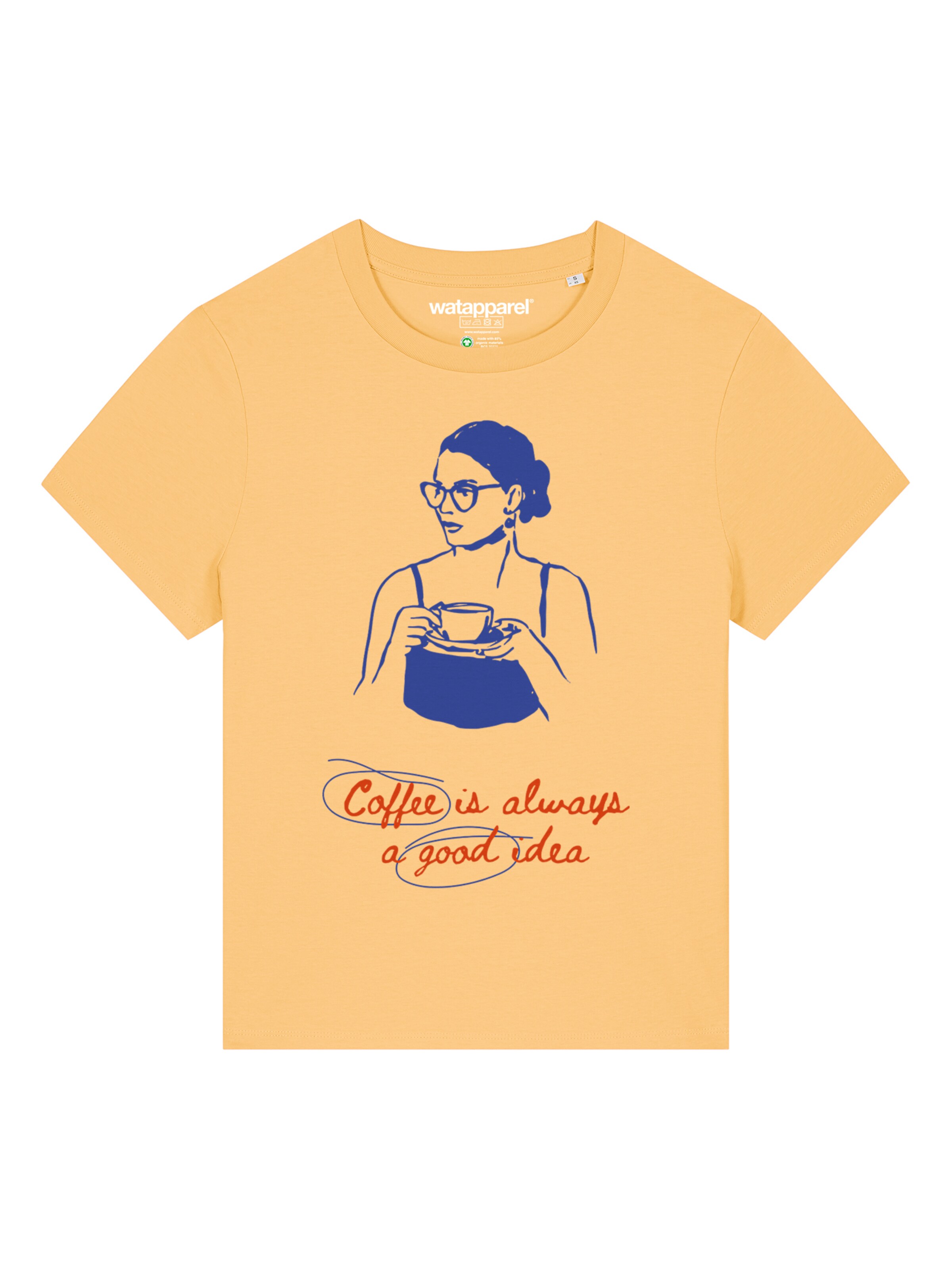 T-shirt 'Coffee Is A Good Idea' Watapparel en jaune : devant