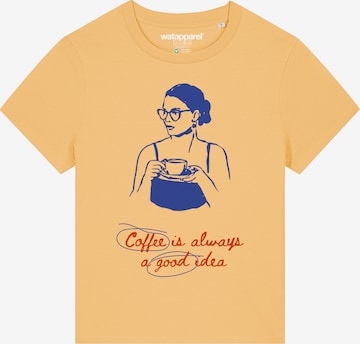 T-shirt 'Coffee Is A Good Idea' Watapparel en jaune : devant