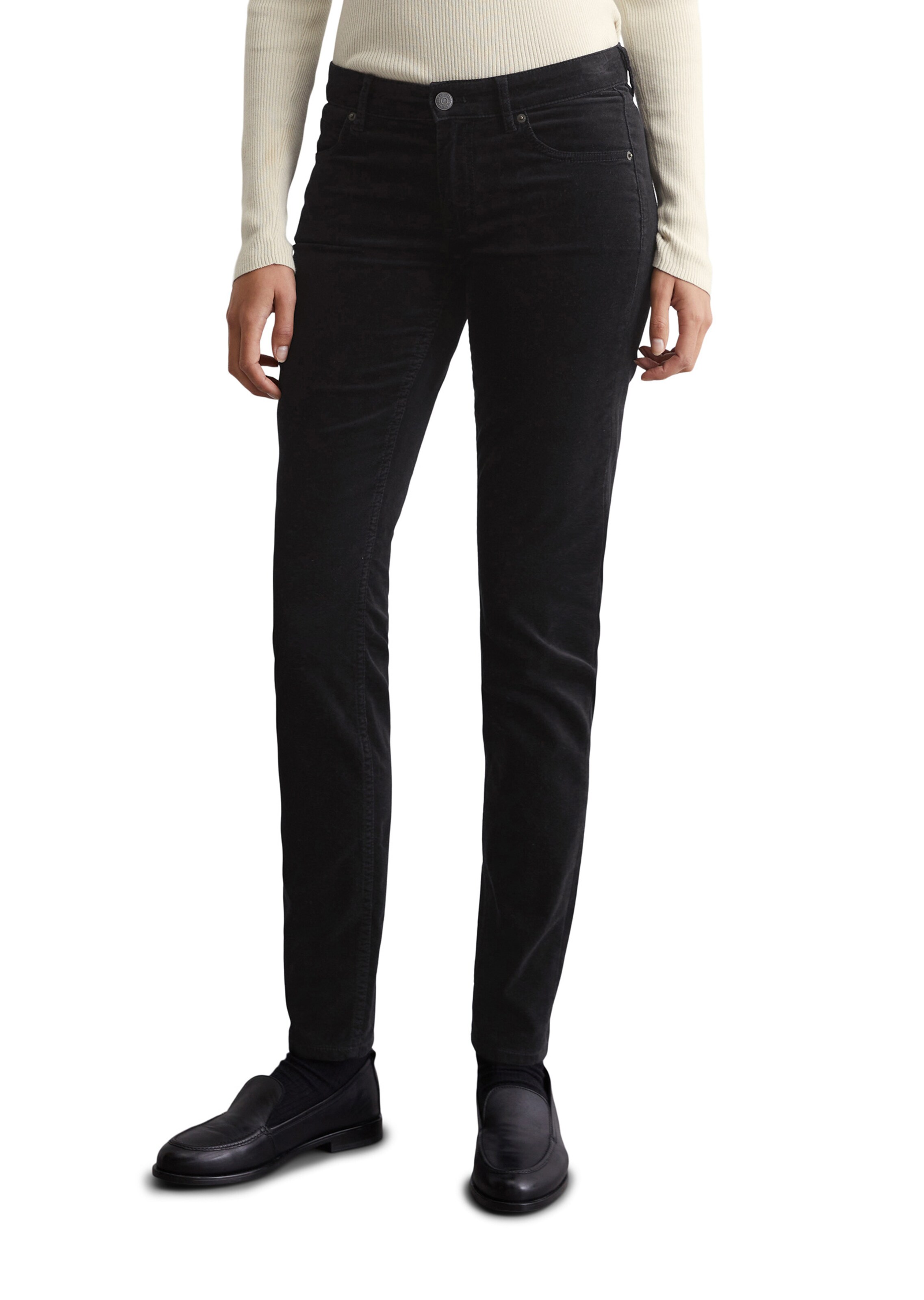 Coupe slim Pantalon 'Lulea' Marc O'Polo en noir : devant