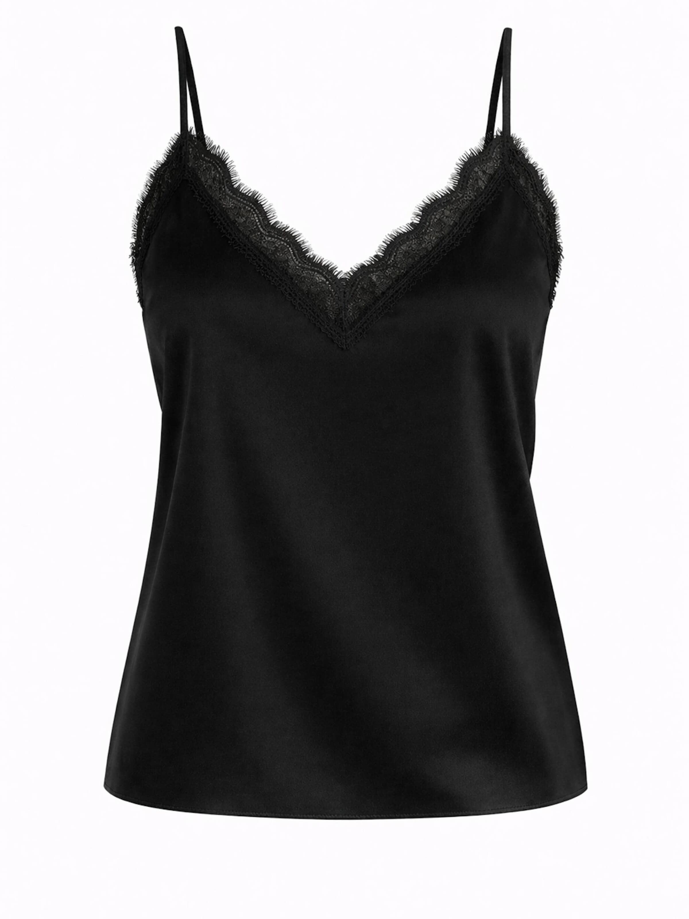 Worldclassca Top 'Spaghetti Lace Trim Top'‌‌‌‌‌‌‌‌ in Schwarz: Vorderseite