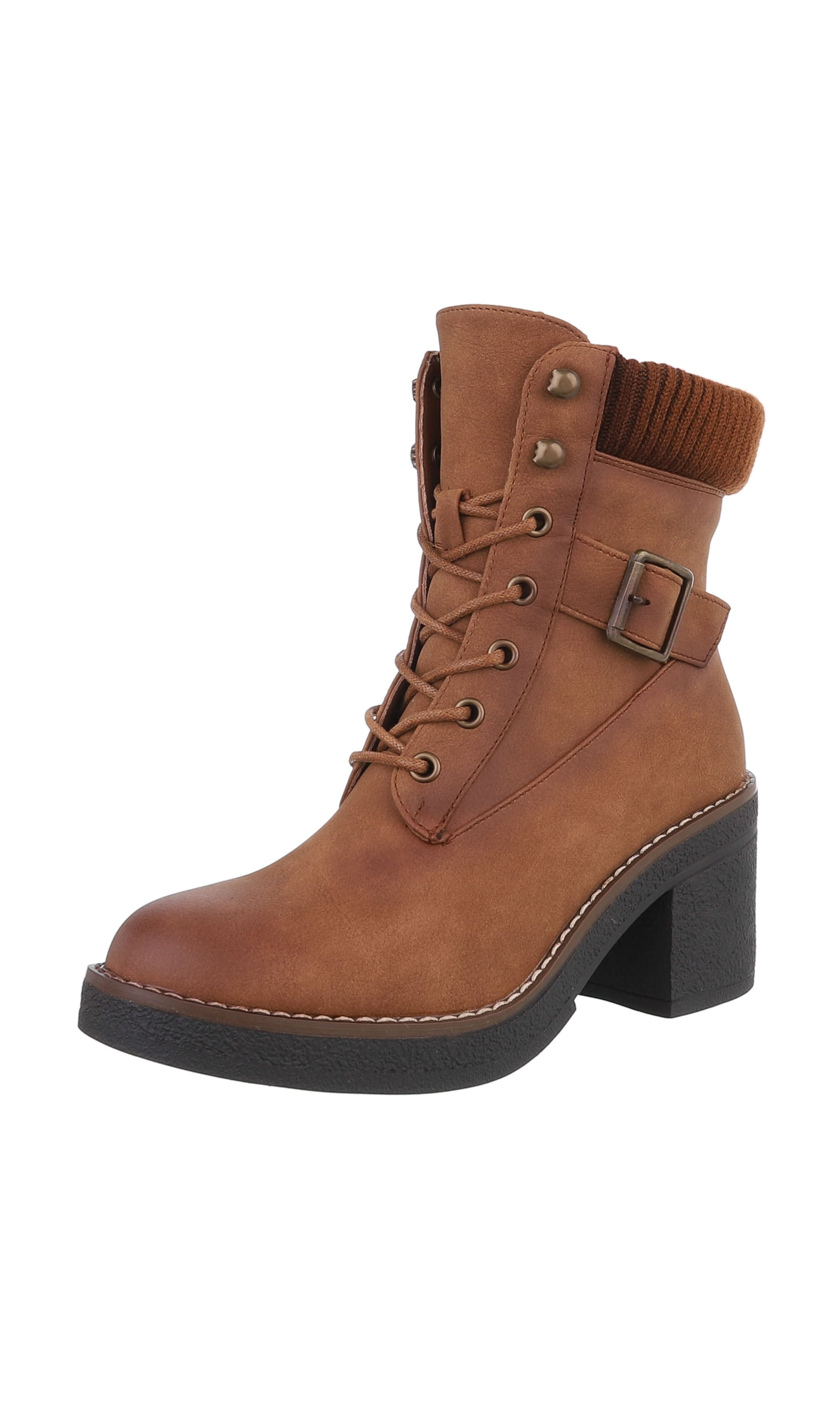 Ital-Design Schnürstiefelette in Braun: Vorderseite