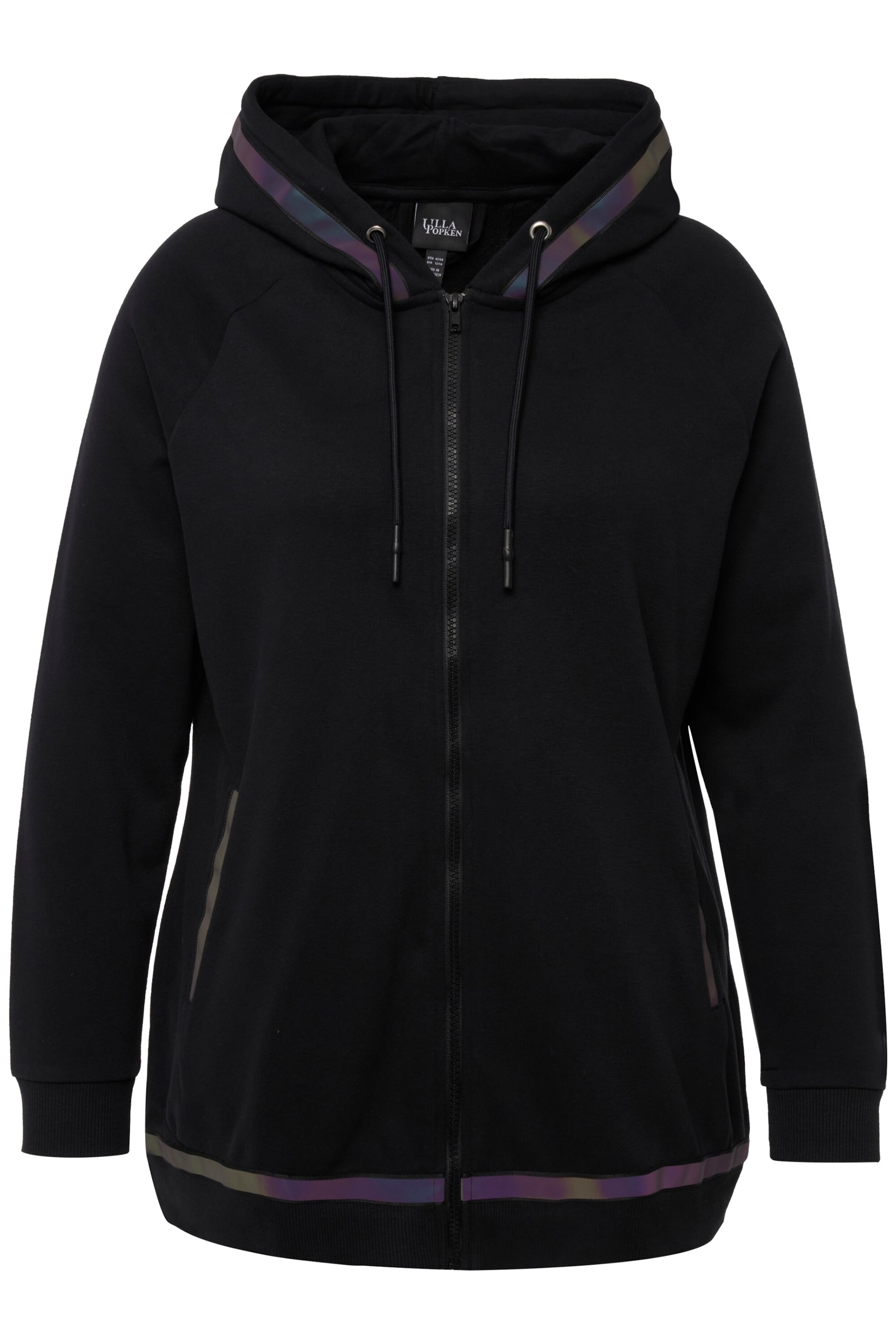 Ulla Popken Sweatvest in Zwart: voorkant