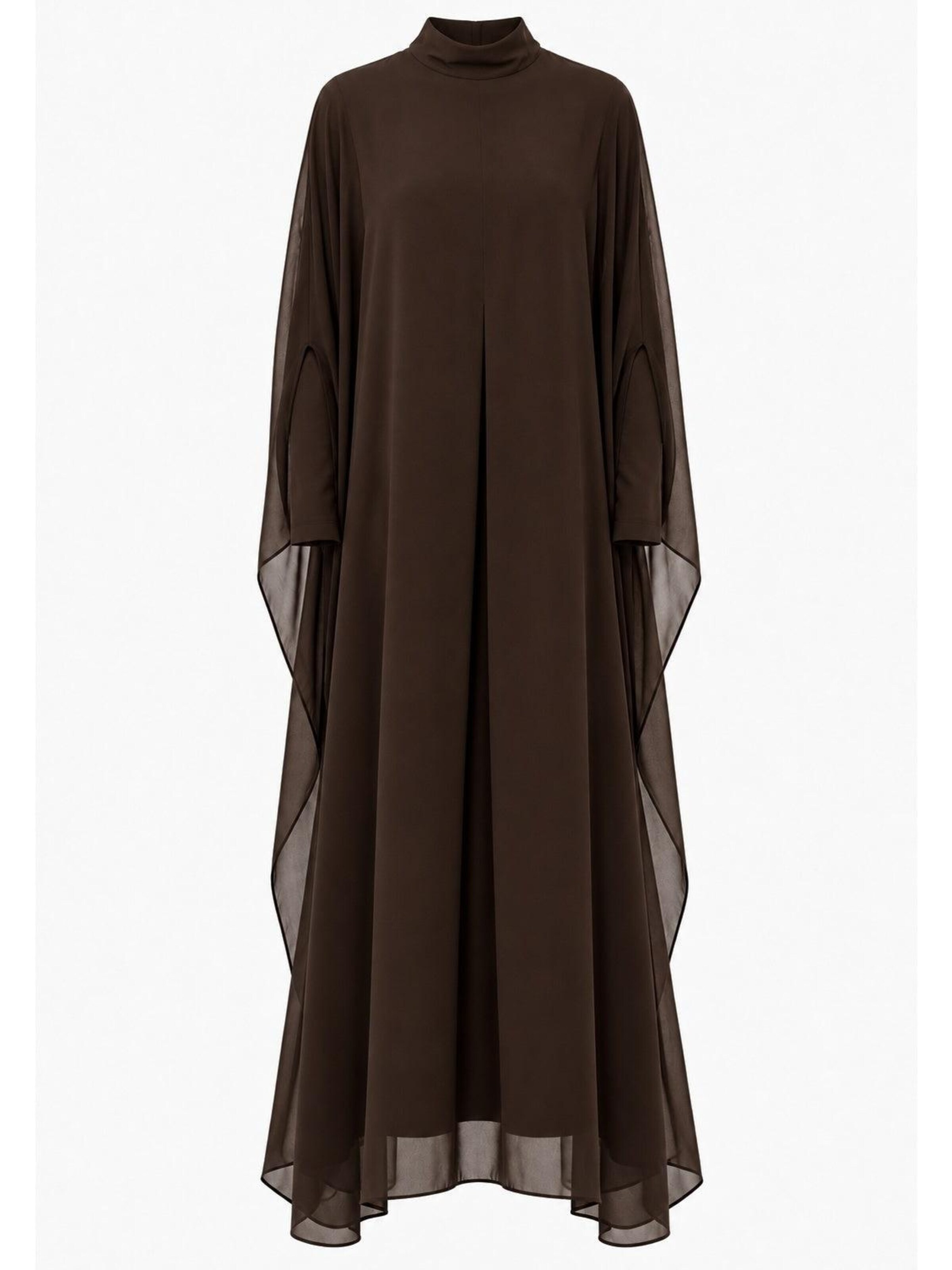 Robe 'Bat Sleeve Chiffon Dress' Touché Privé en marron : devant