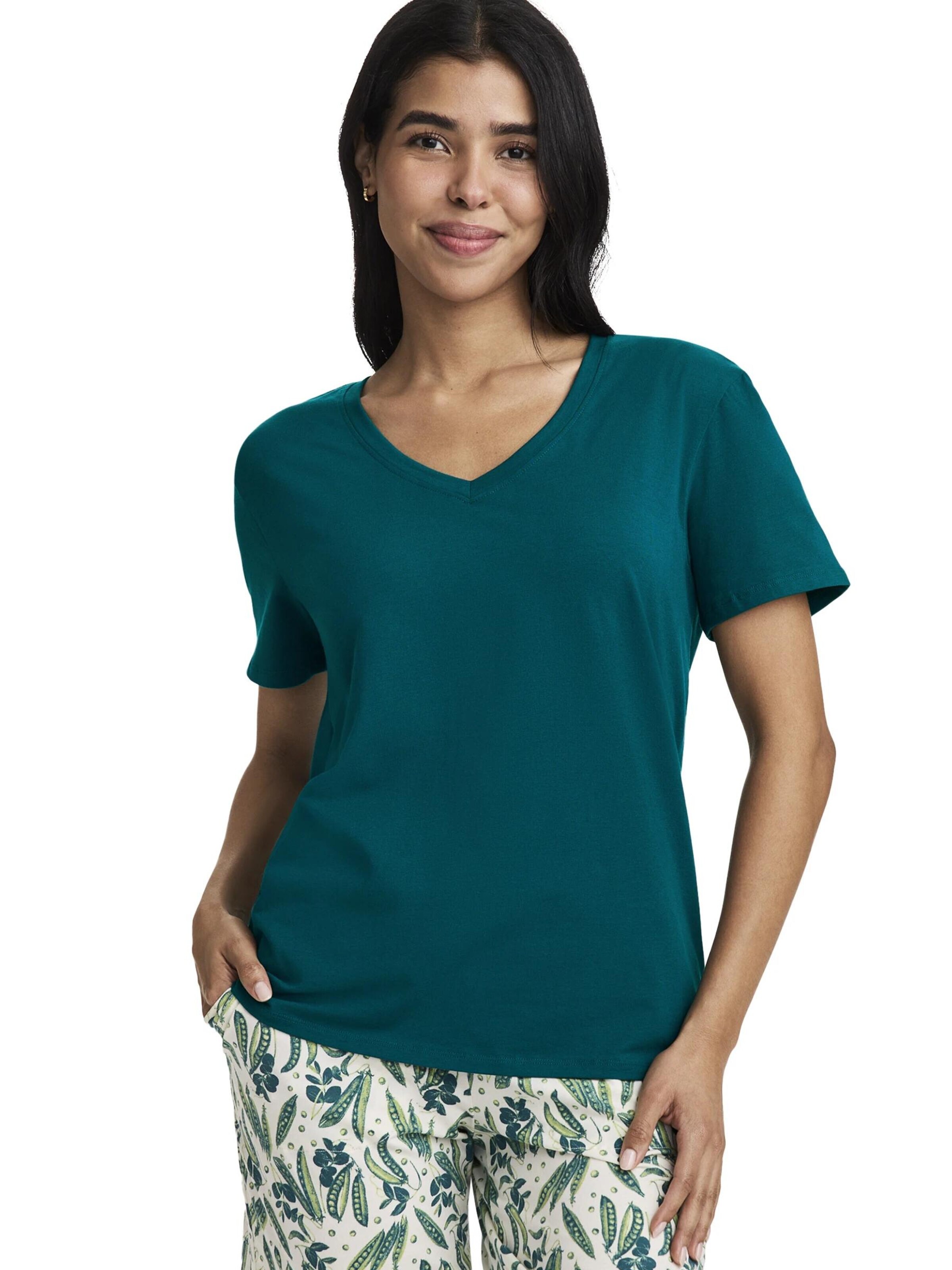JOCKEY Pajama Shirt 'Cotton Stretch Short Sleeve V-Neck Top' in Blue: front