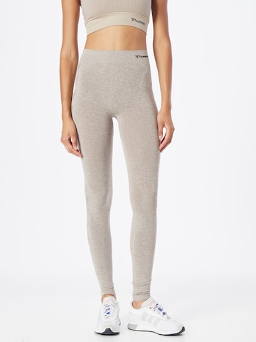 Hummel Skinny Workout Pants 'Ci' in Brown: front
