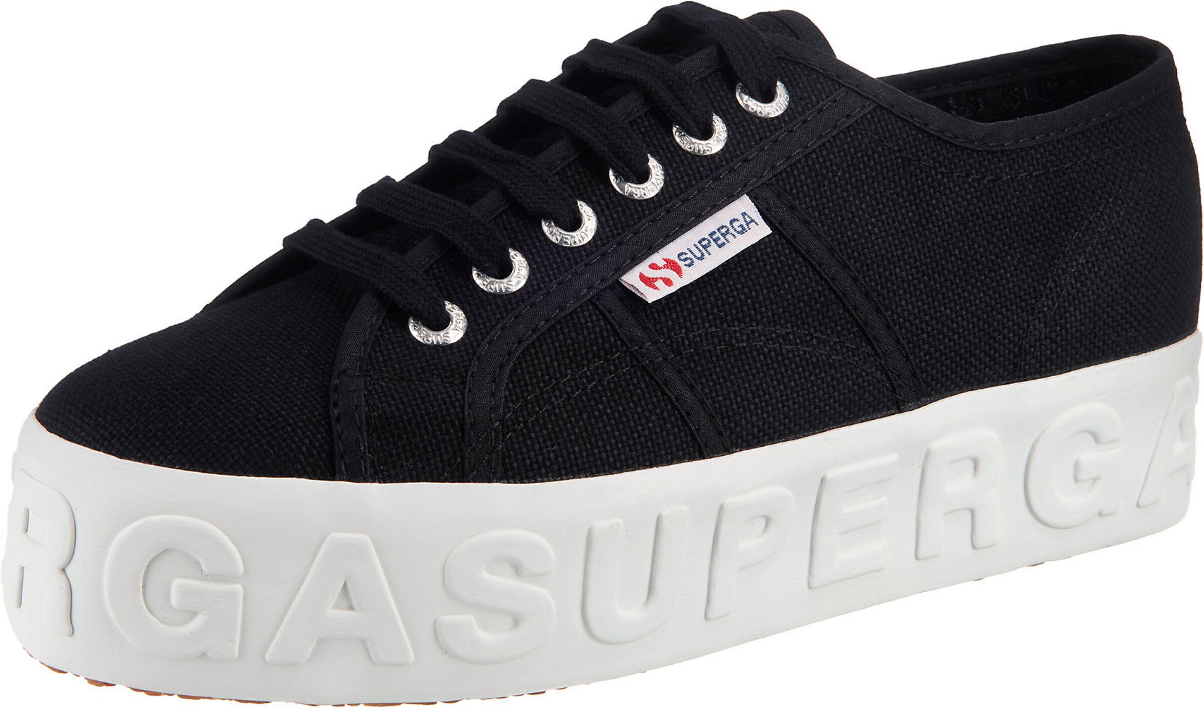 SUPERGA Platform trainers in Black: front