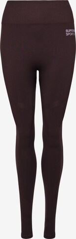 Superdry Skinny Workout Pants 'Core' in Brown: front