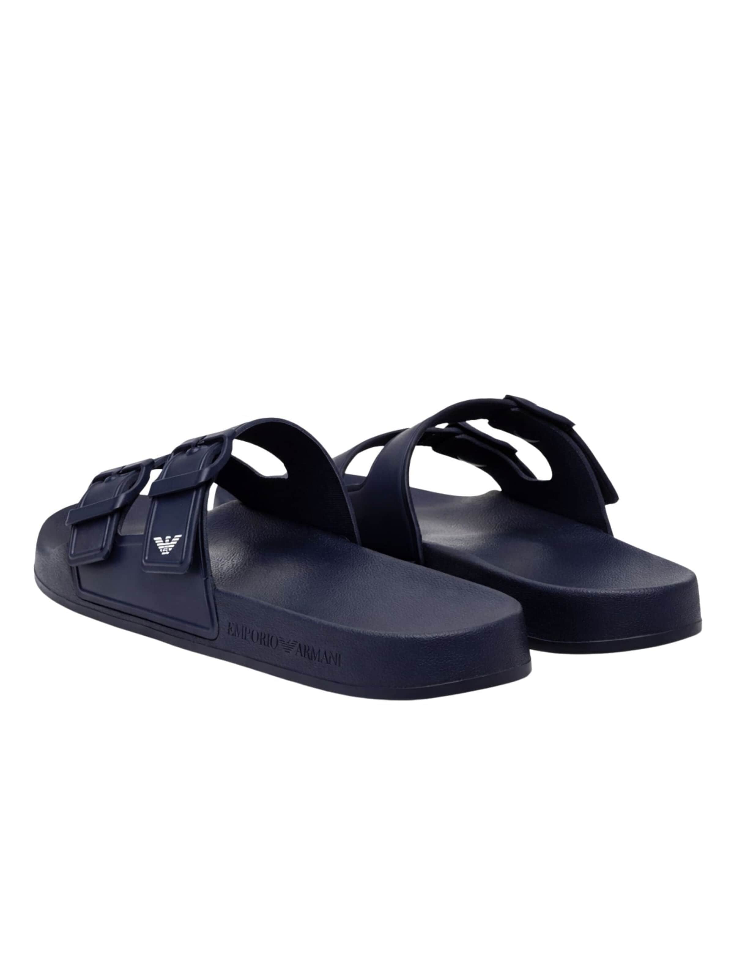 Zoccoletto '? Double-strap slide sandals with buckles' di Emporio Armani in blu