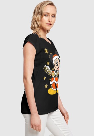 ABSOLUTE CULT Shirt 'Mickey Mouse - Merry Christmas Gold' in Zwart