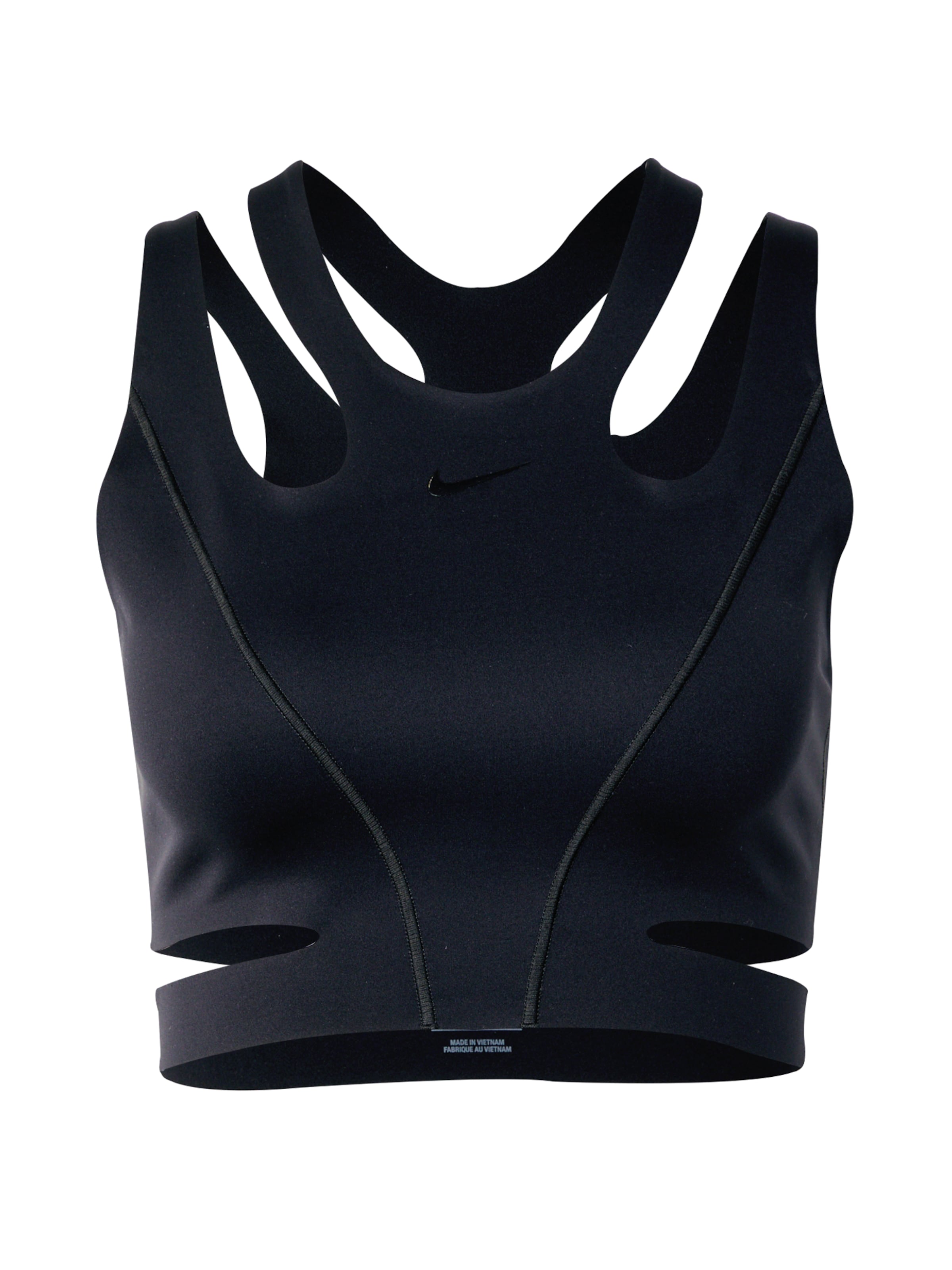 NIKE Bygelfri Sportbehå i svart: framsida