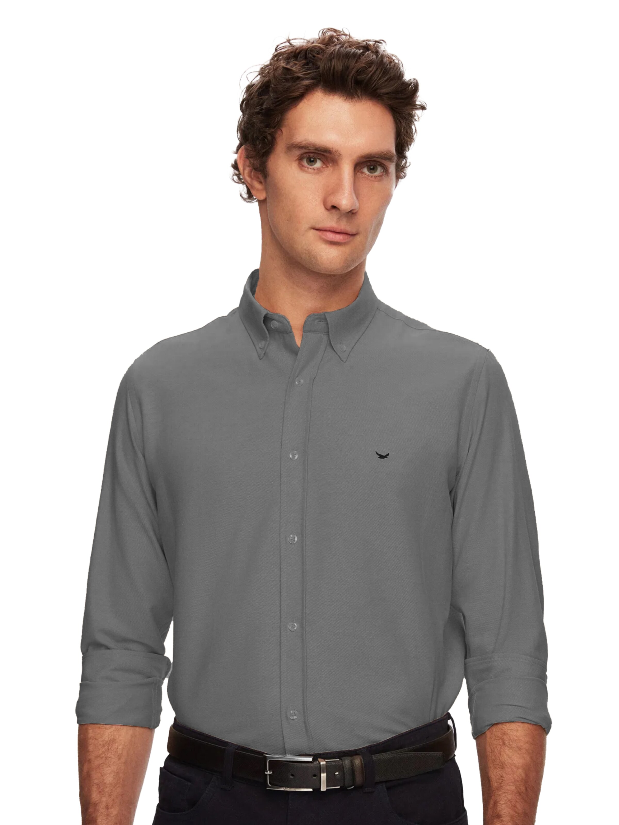 D’S Damat Regular fit Button Up Shirt in Grey: front