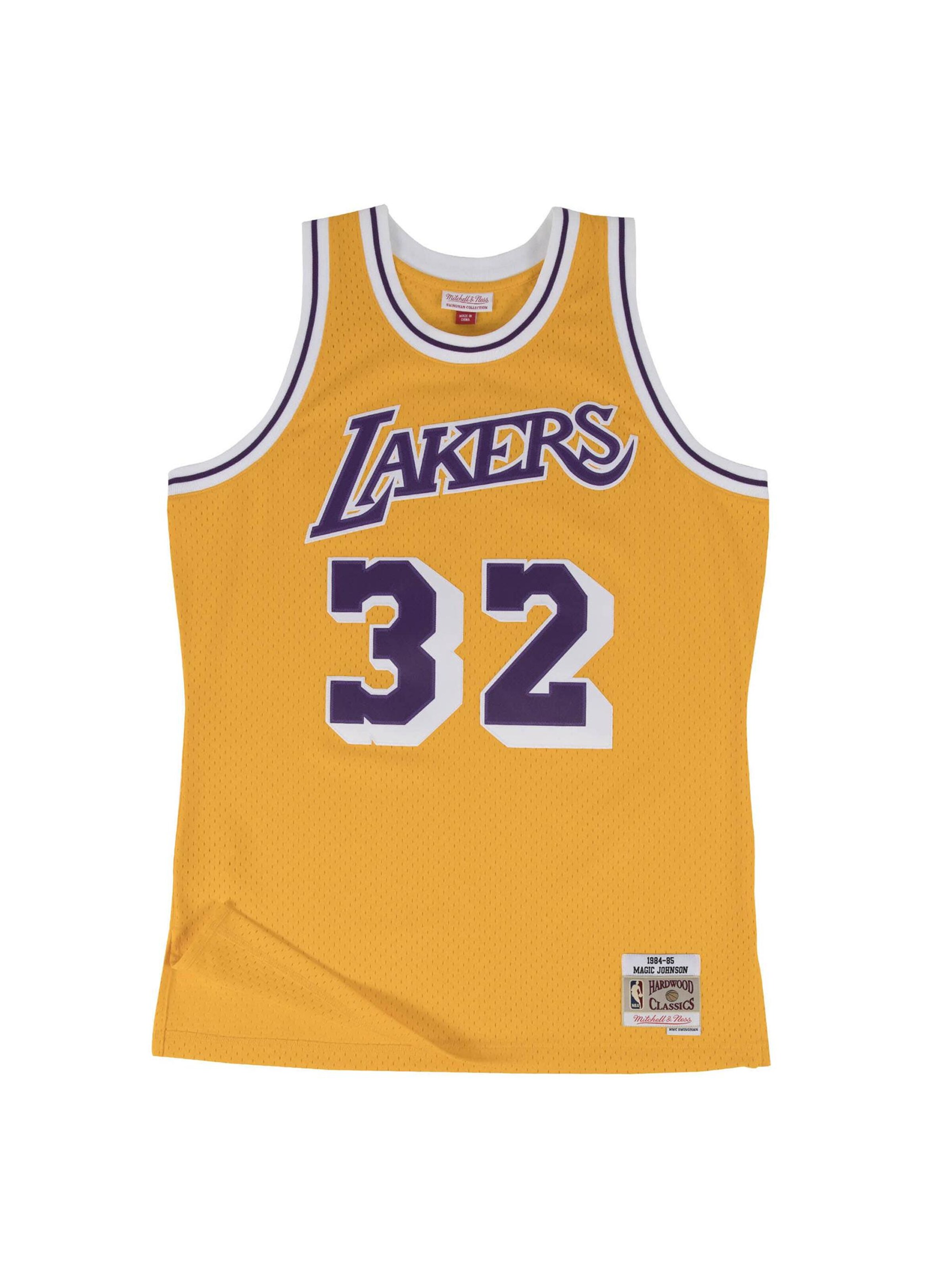 Mitchell & Ness Trikot 'Los Angeles Lakers 1984-85 Magic Johnson' in Gelb: Vorderseite
