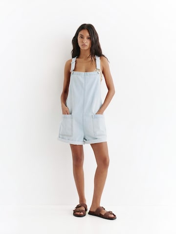 Pull&Bear Loosefit Tuinbroek jeans in Blauw
