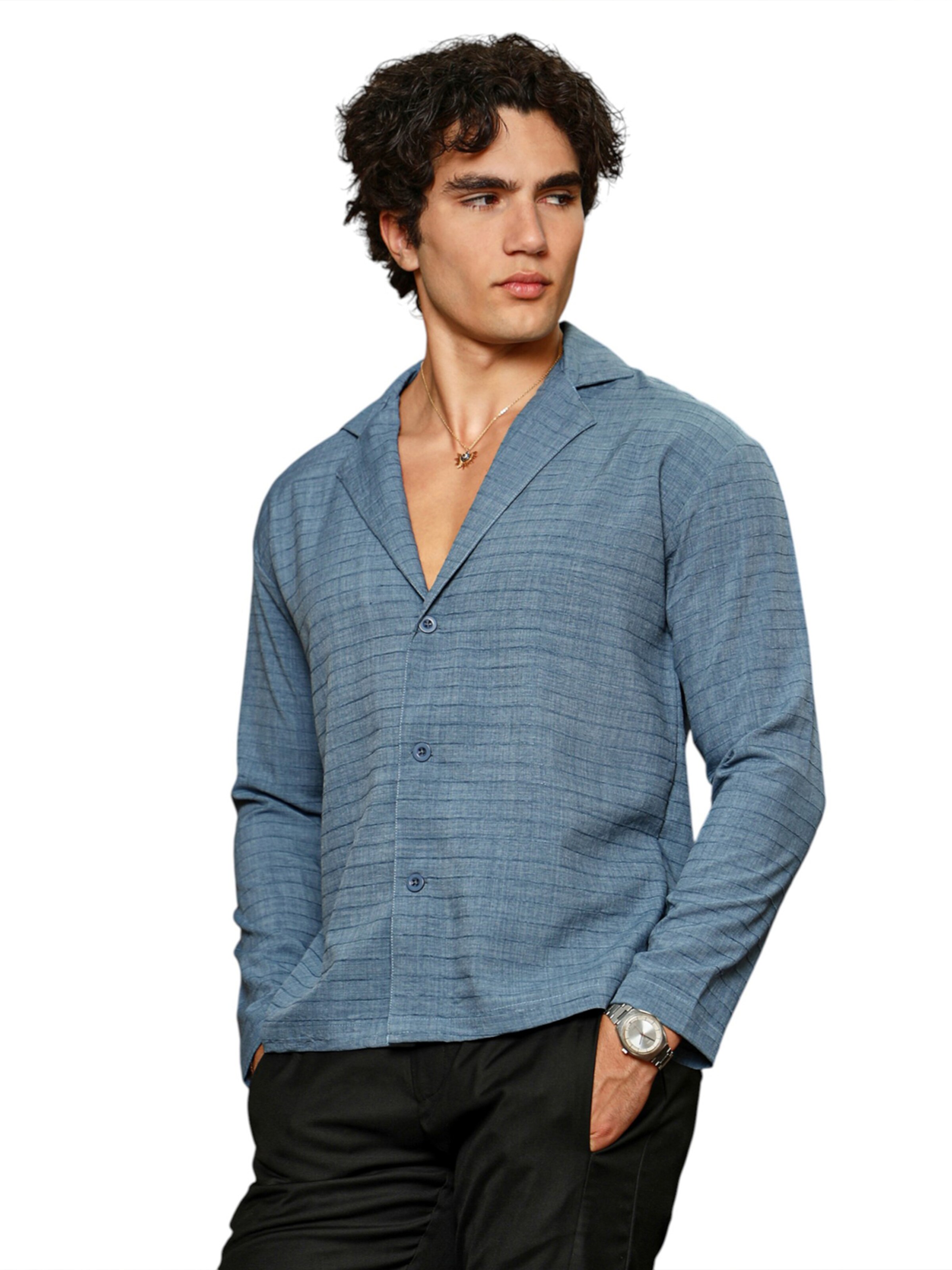 Campus Sutra Средняя посадка Рубашка 'Kaliyah' в Синий