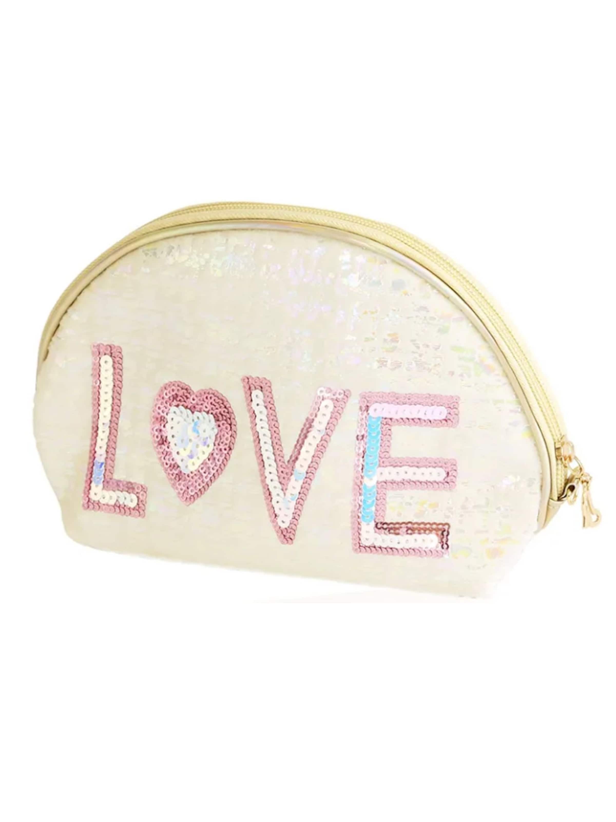 Tomshop24-7 Cosmetic Bag 'Love' in Beige: front