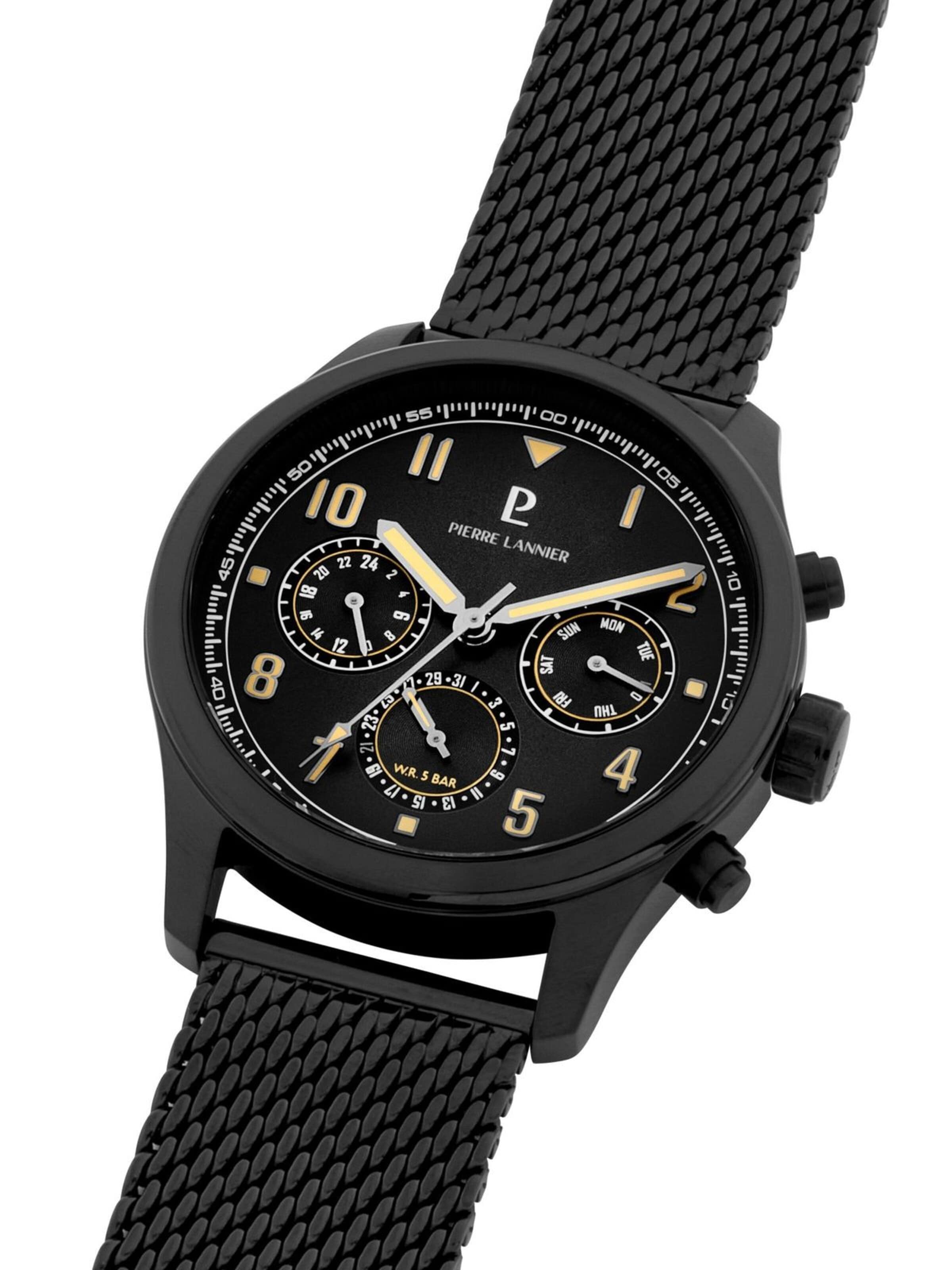 Pierre Lannier Analoog horloge 'Chronograph Aviateur' in Grijs