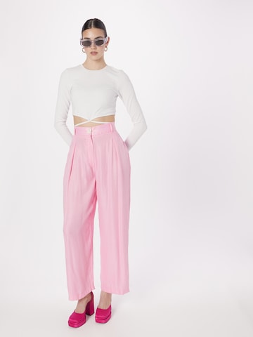 River Island Wide leg Pleat-front trousers in Pink