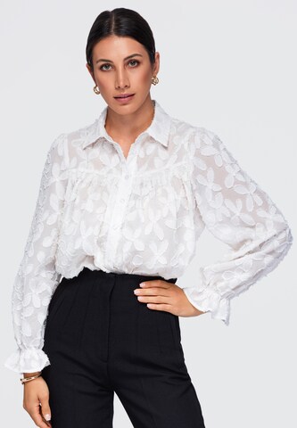 Ombre Blouse in Wit: voorkant