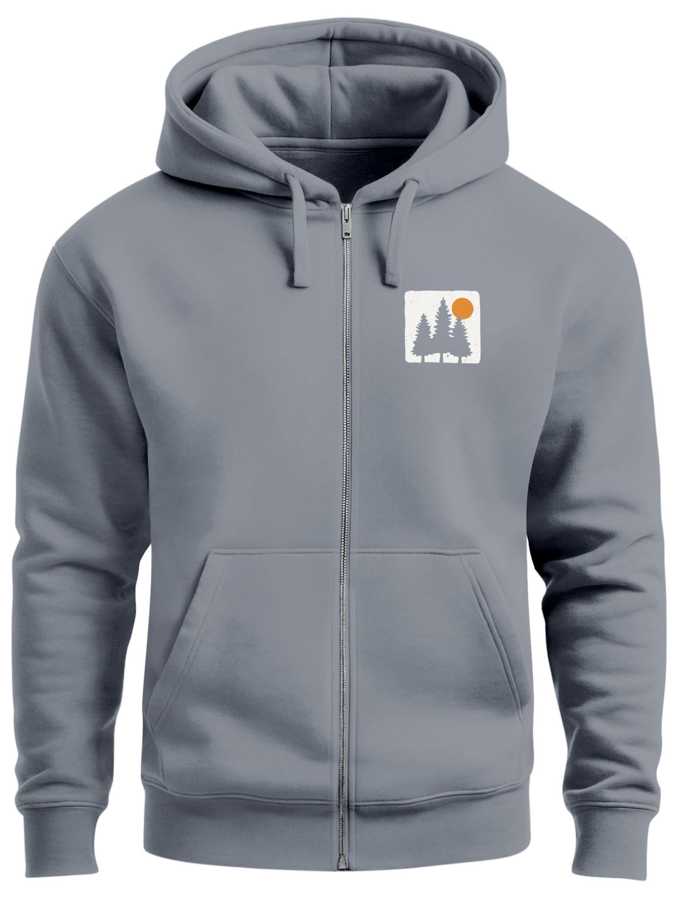 Neverless Sweatjacke 'Pine Trees'‌ in Grau: Vorderseite