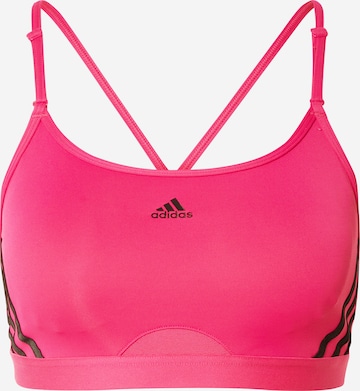 ADIDAS SPORTSWEAR Bustier Sport-BH 'Aeroreact Light-Support 3-Stripes' in Pink: predná strana