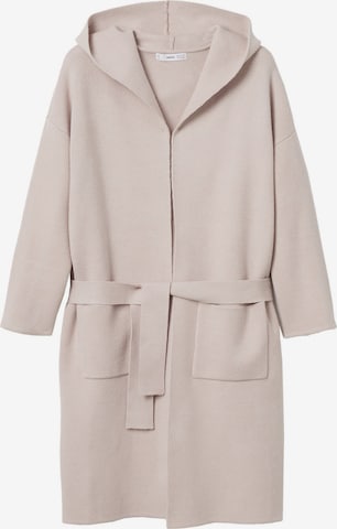 MANGO Knitted Coat in Beige: front