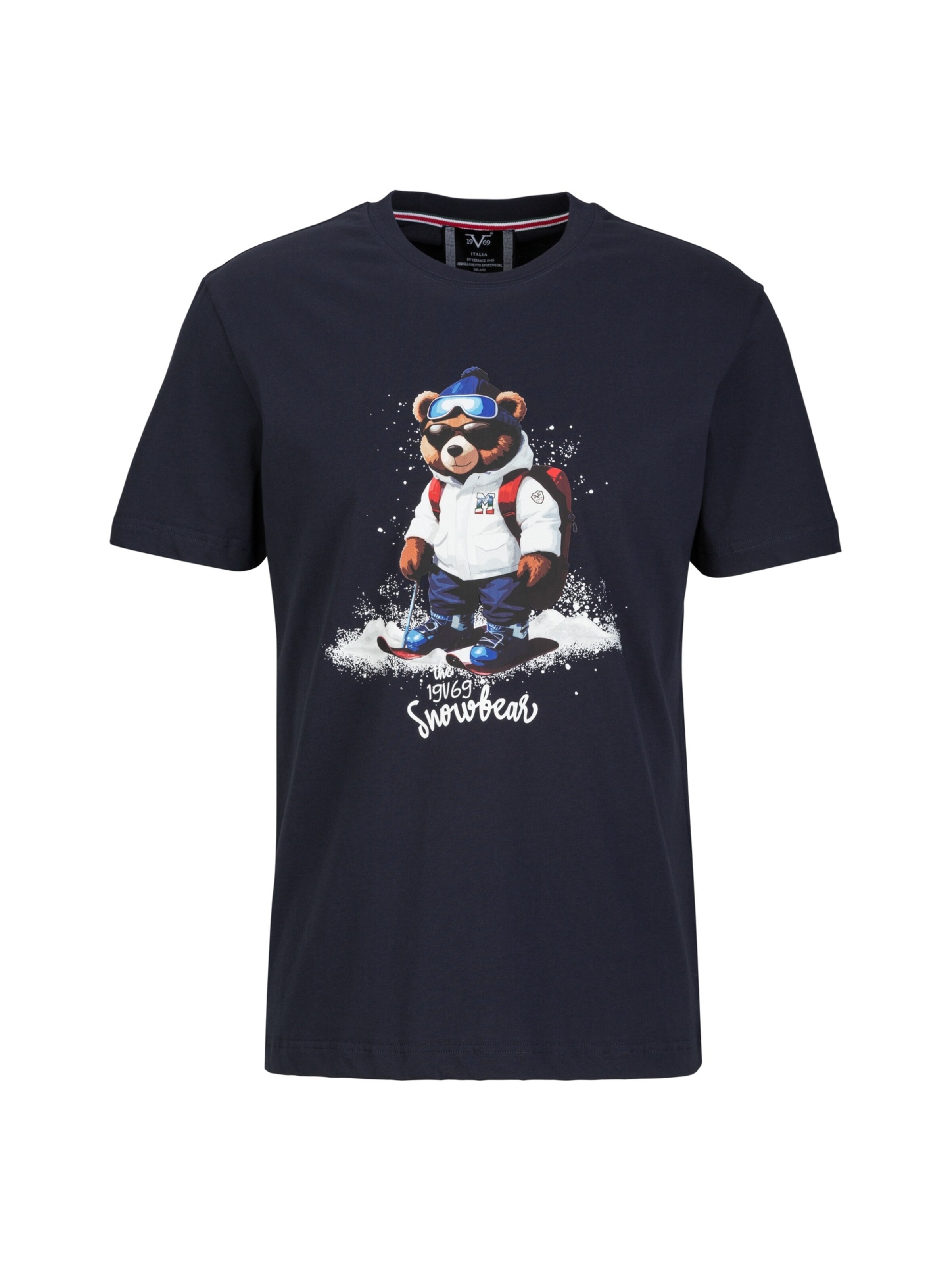 19V69 ITALIA T-Shirt 'Rafael Snowbear' in Blau: Vorderseite