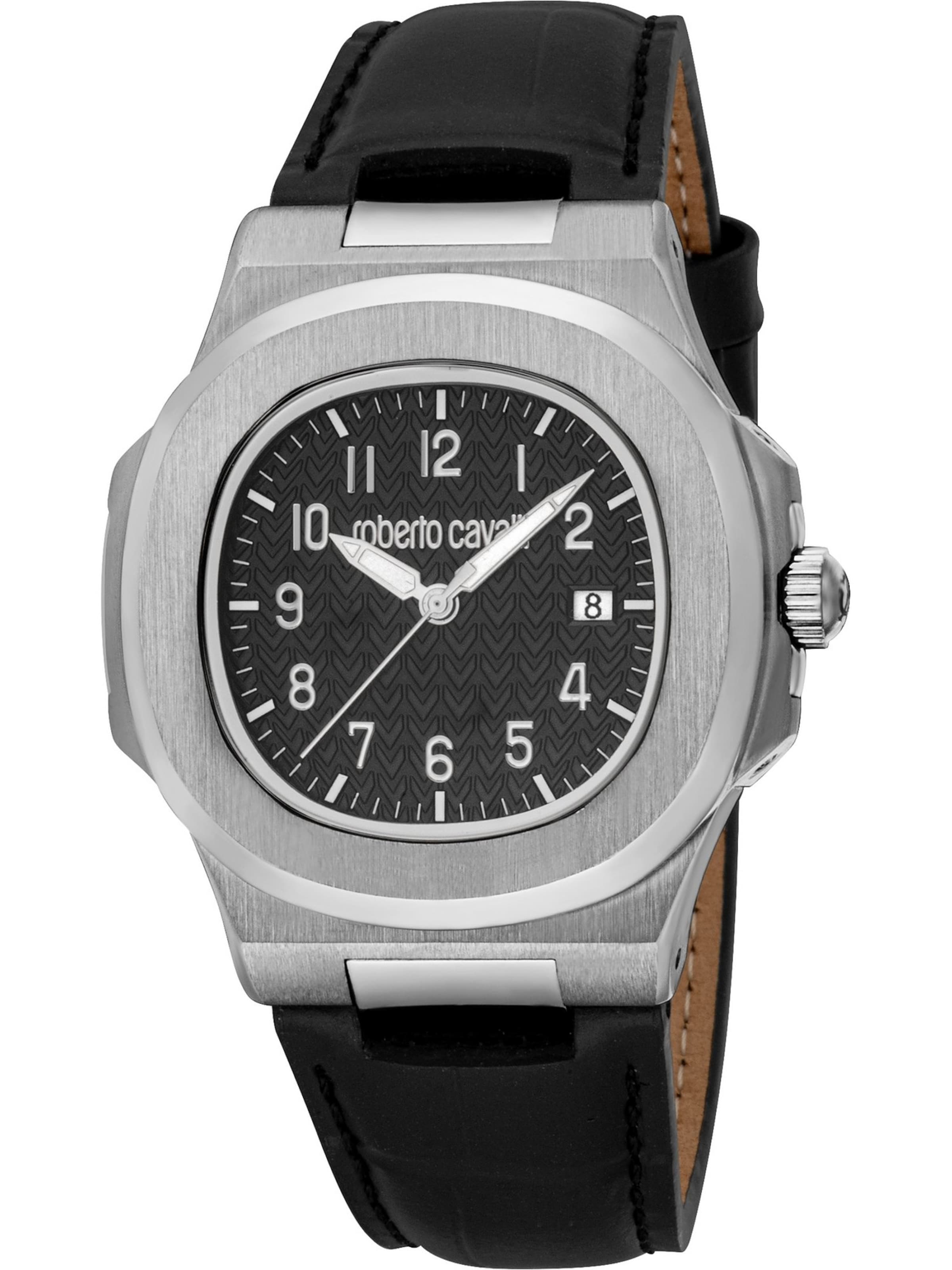 Just Cavalli Analoguhr in Schwarz: Vorderseite