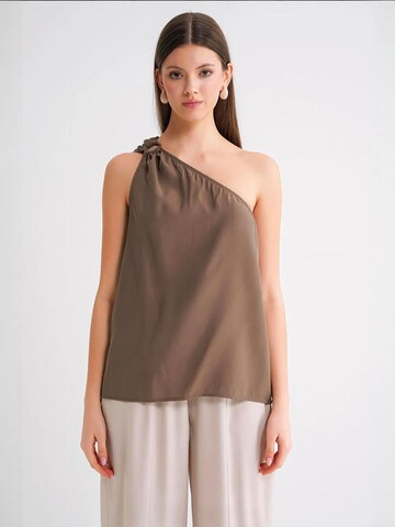 Camicia da donna di MixRay in marrone: frontale