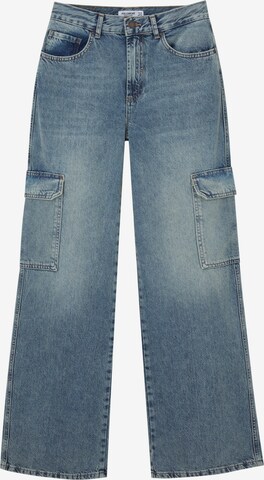 Pull&Bear Wide leg Cargo jeans in Blue: front