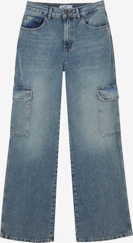 Pull&Bear Wide leg Cargojeans i blå: framsida