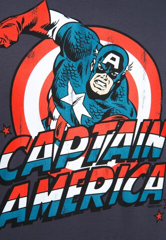 LOGOSHIRT Shirt 'Captain America' in Blauw