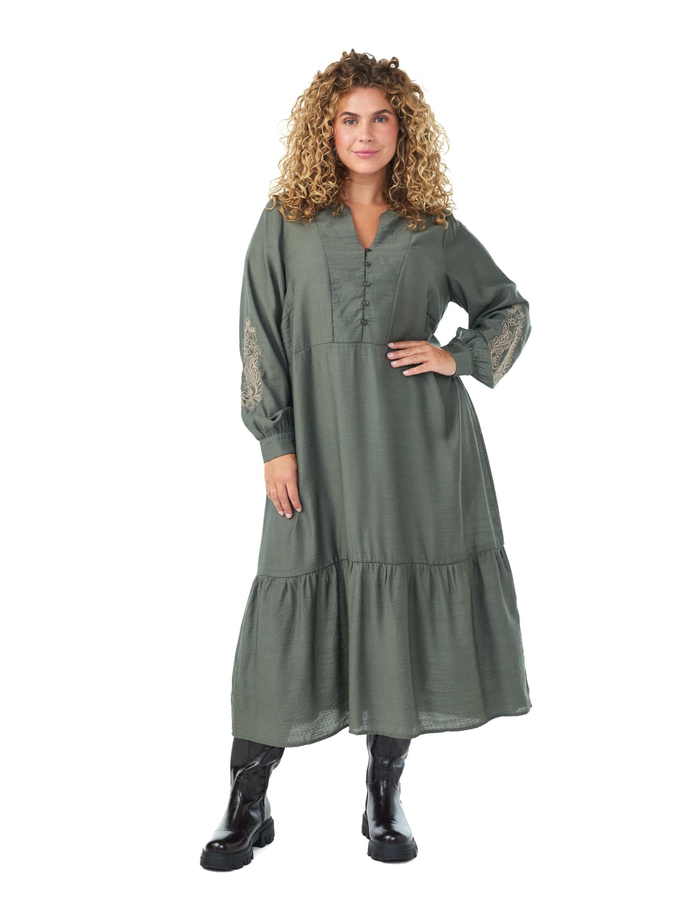 Zizzi Kleid 'CAJANICE' in Grün: Vorderseite