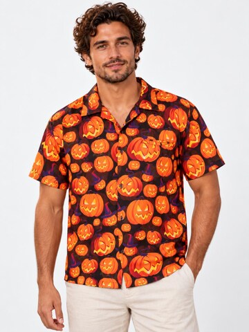 Maglietta 'Halloween Pumpkin Allover' di King Kameha in arancione