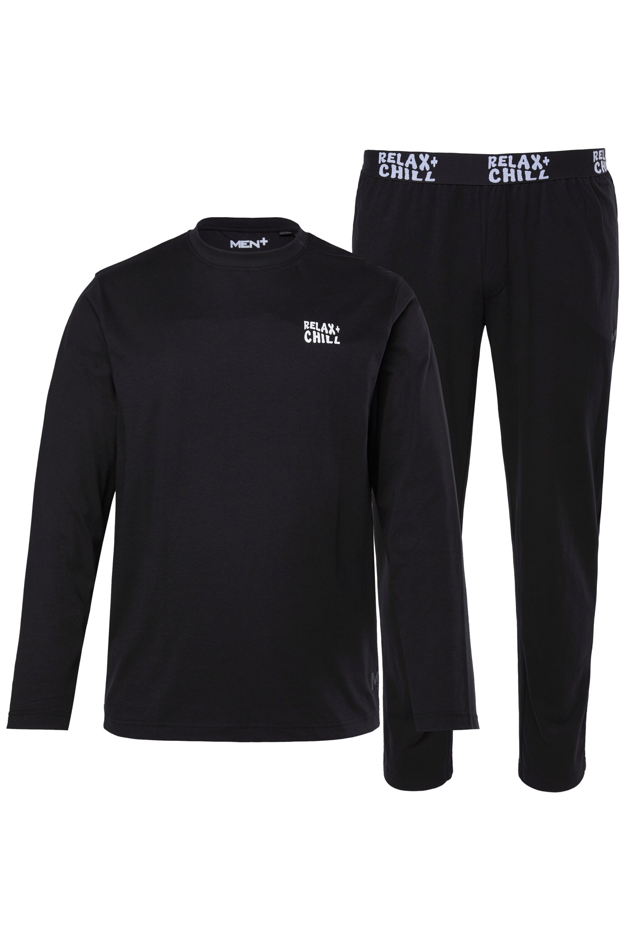 Men Plus Pyjama lang in Zwart: voorkant