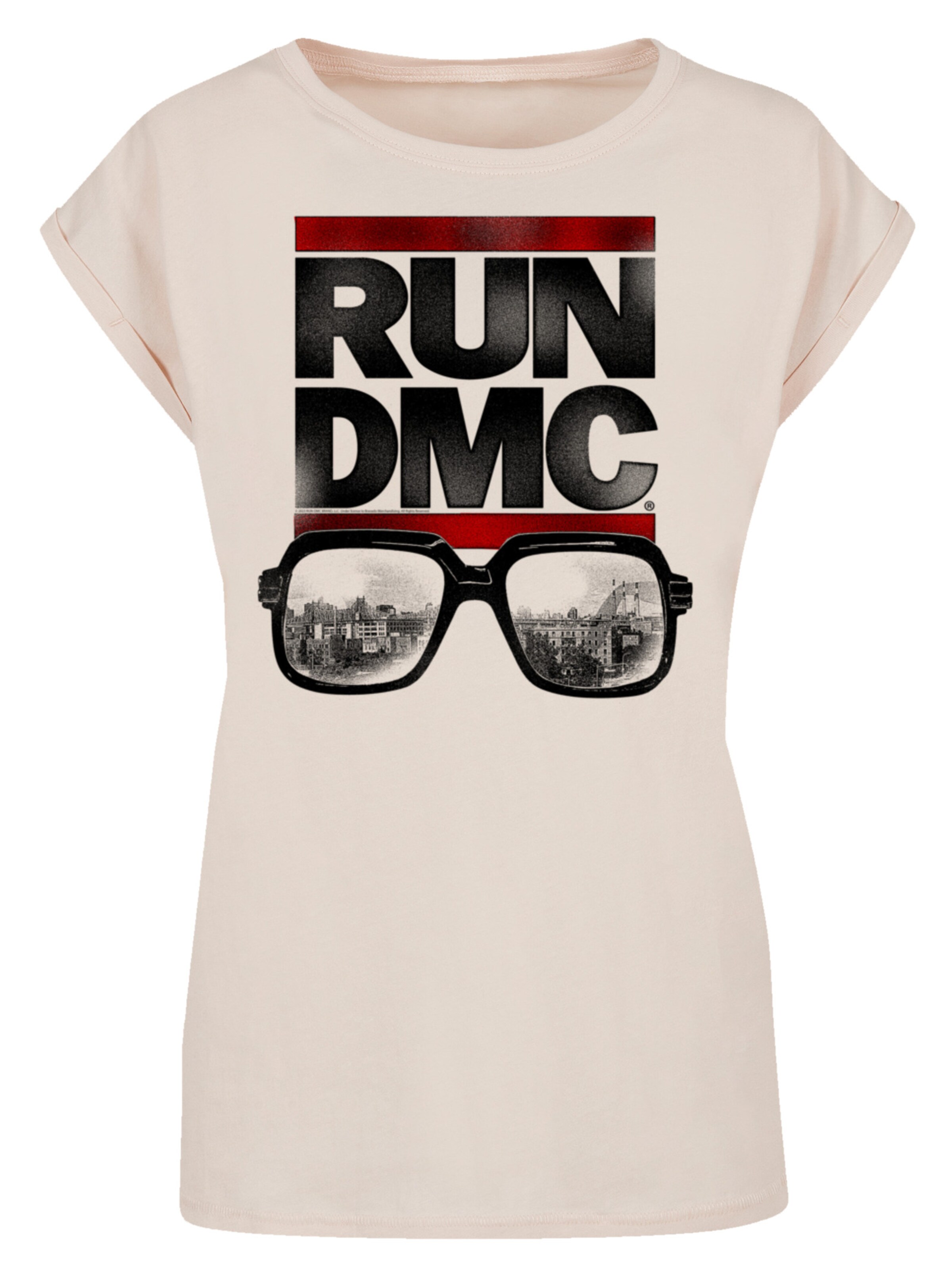 F4NT4STIC Shirt 'Run DMC Glasses NYC' in Beige: voorkant
