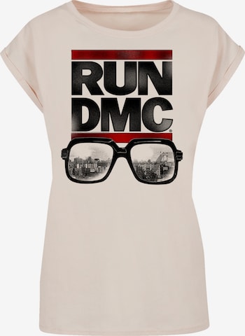 F4NT4STIC Shirt 'Run DMC Glasses NYC' in Beige: voorkant