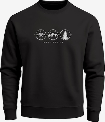 Neverless Sweatshirt 'Outdoor Kompass' in Schwarz: Vorderseite