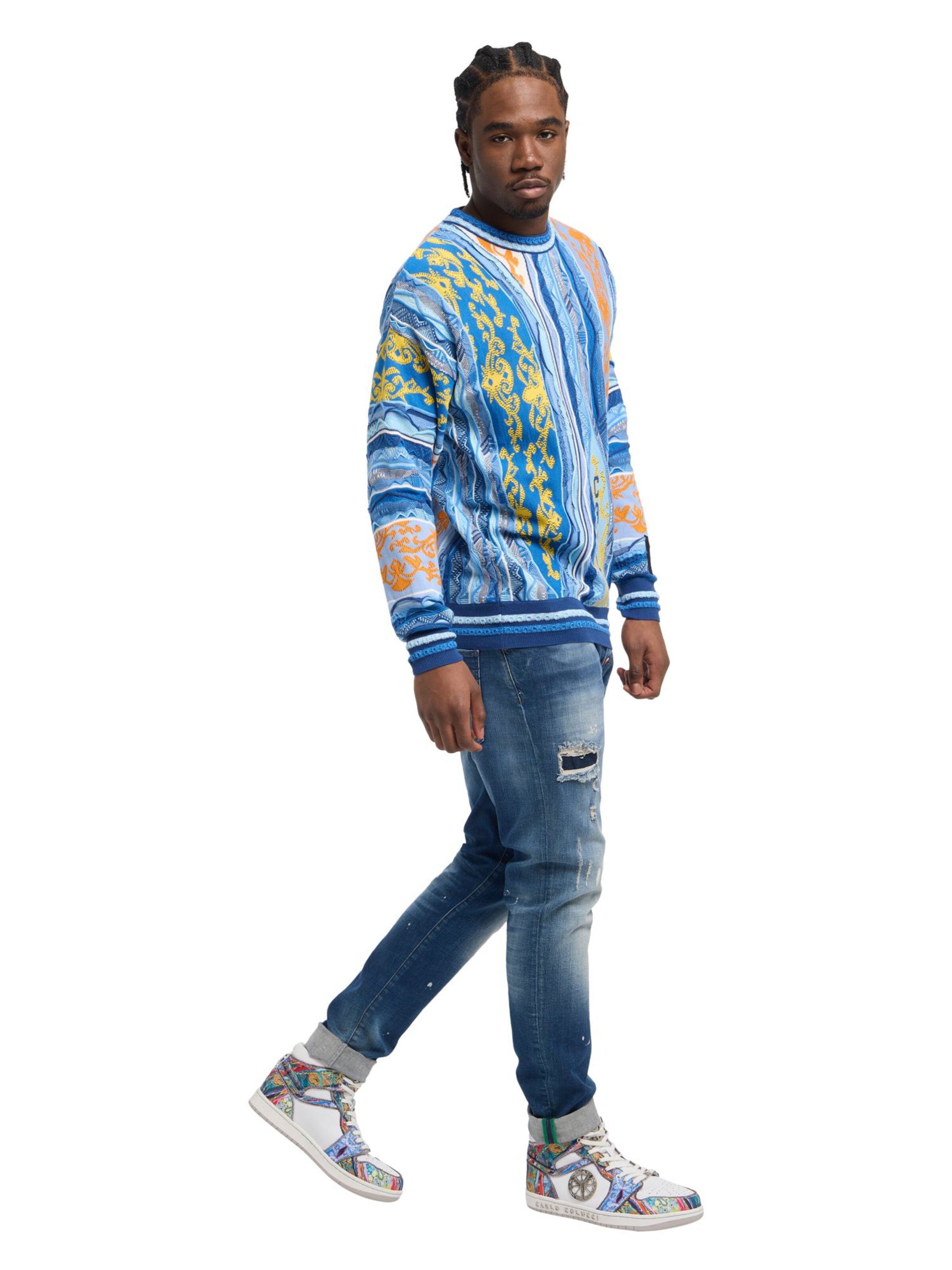 Pull-over ' di Cicco ' Carlo Colucci en bleu