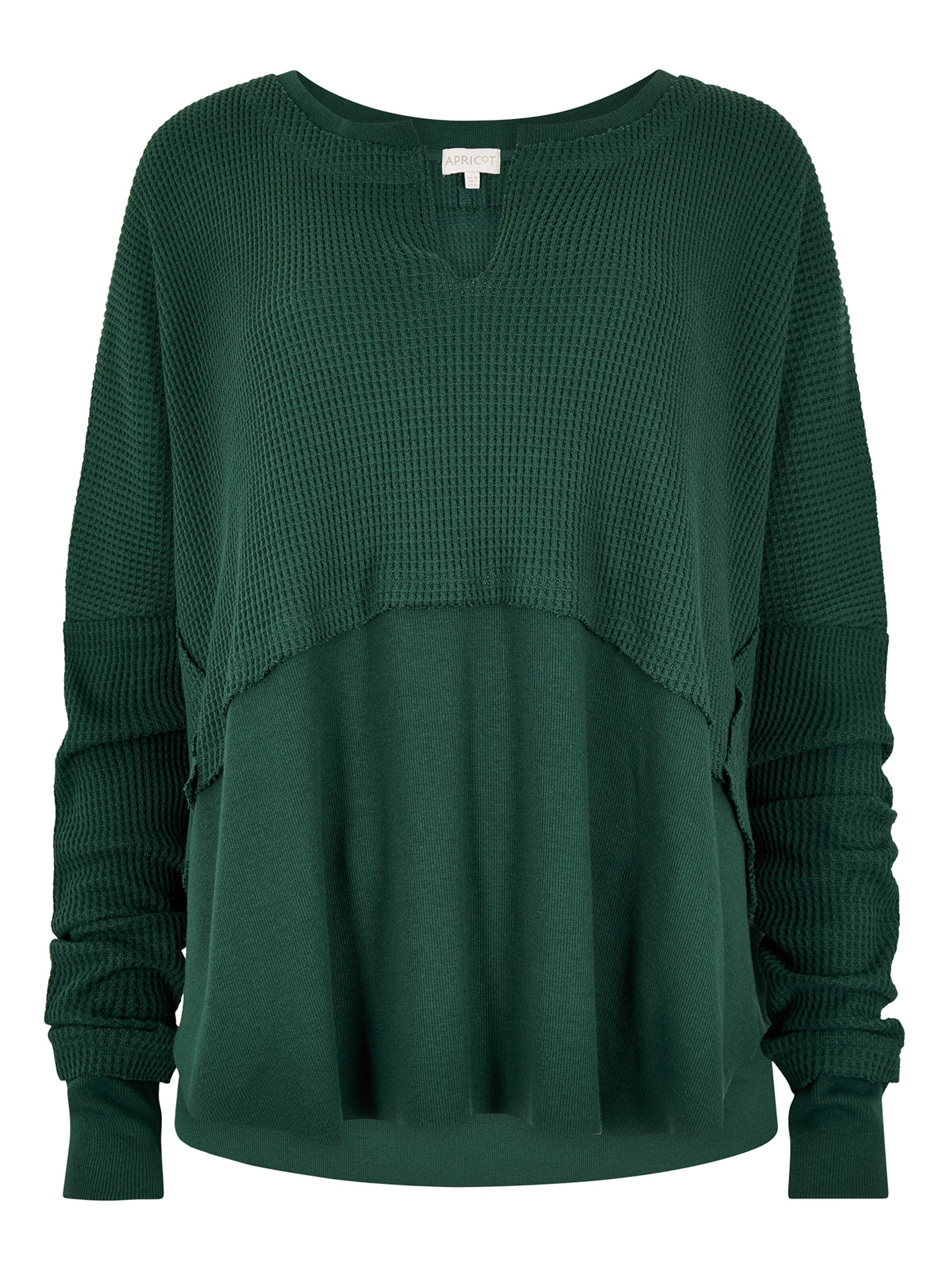 Apricot Waffle Jersey Layered Top ' ' in Grün: Vorderseite