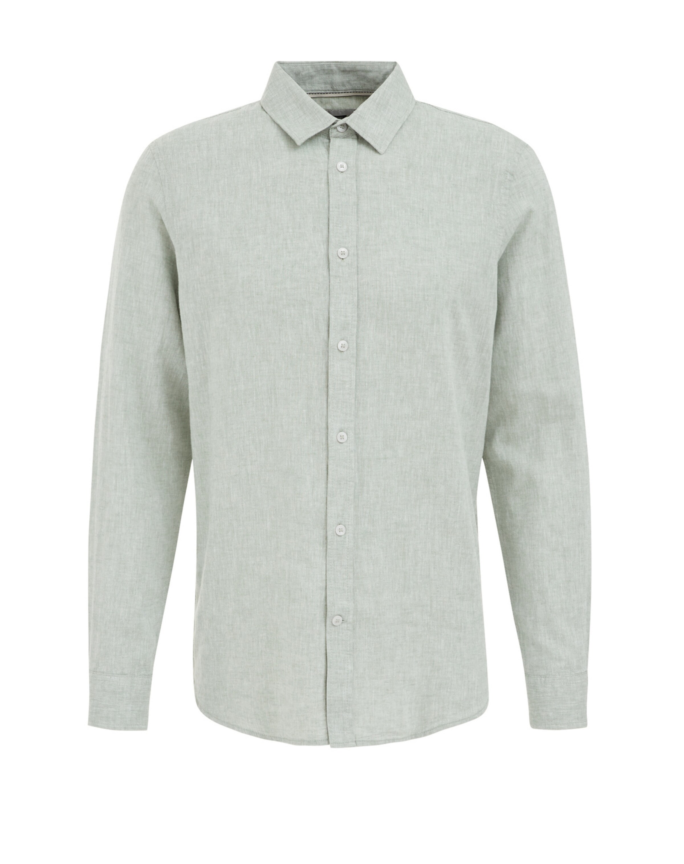 WE Fashion Slim fit Button Up Shirt in Green: front
