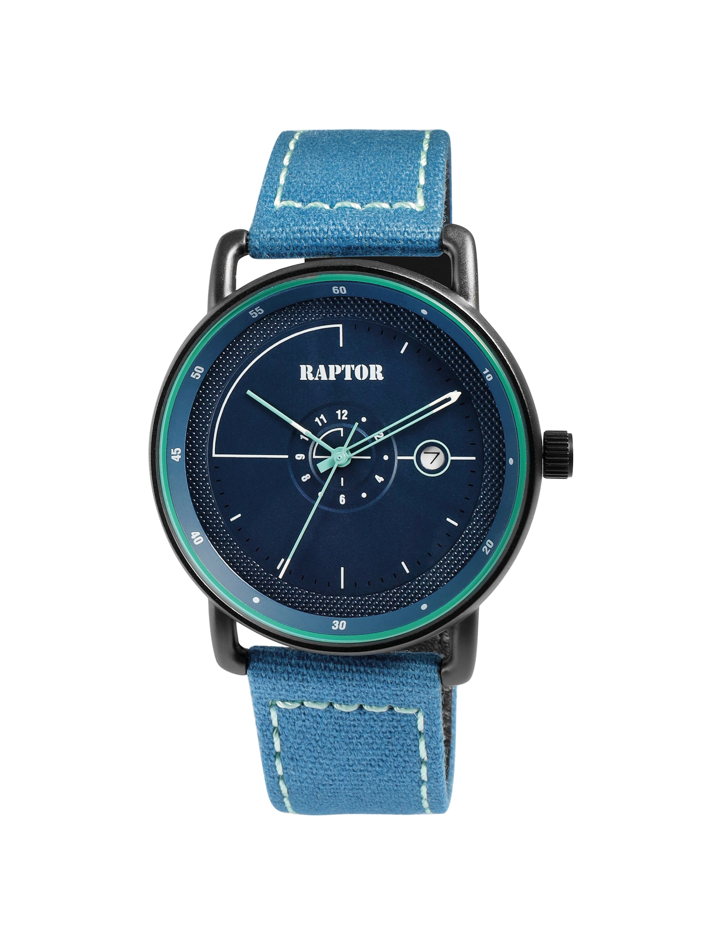 Raptor Analog Watch 'Zoltar, Datumsanzeige' in Blue: front