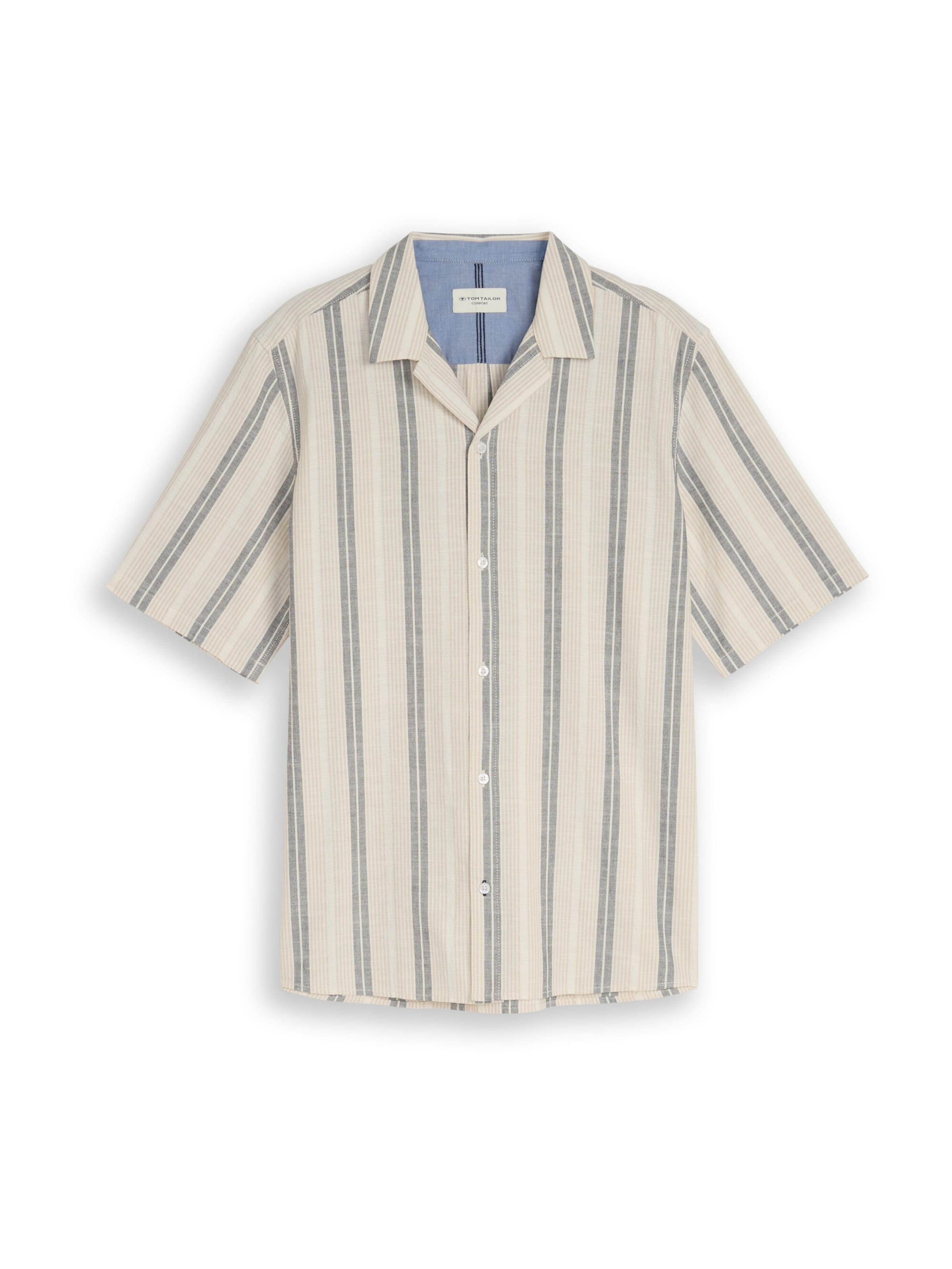 TOM TAILOR Comfort fit Button Up Shirt in Beige: front
