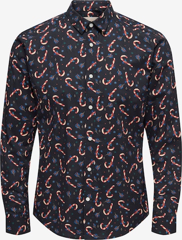 Only & Sons Overhemd 'ONSElf Xmas' in Zwart: voorkant